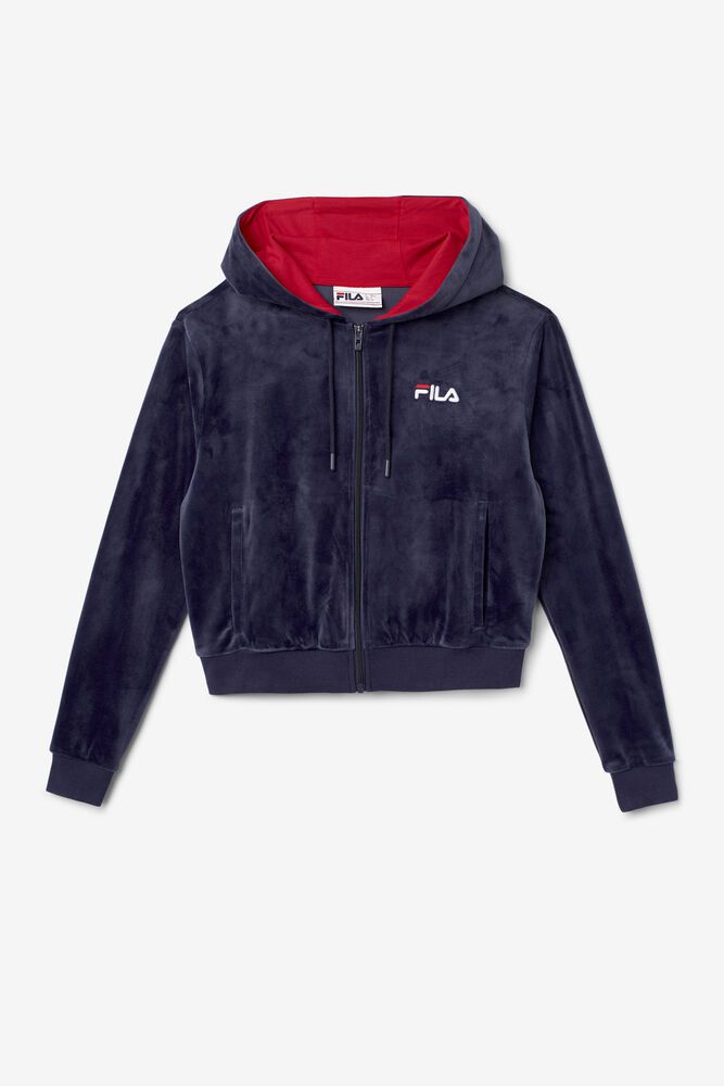 Fila Jacket Womens Navy - Zura Velour - Philippines 2016587-VP